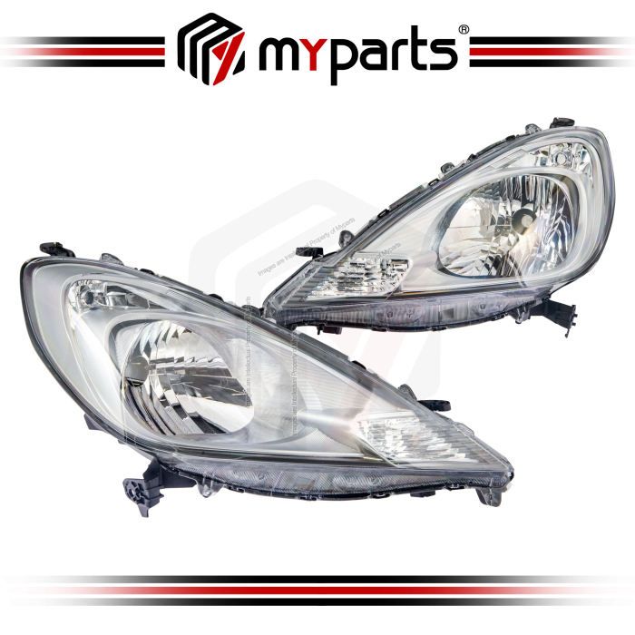 Myparts Fits Honda Jazz GE6 / GE8 Series 2011-2014 | Headlight Head Light Front Lamp TFO | Set of LH Left Hand (Passenger) + RH Right Hand (Driver)