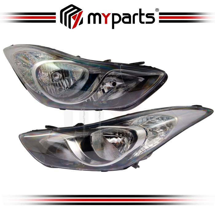 Myparts Hyundai Elantra MD Series 2011-2014 Headlamp Head Lamp Light Lampu Depan | Pair LH LHS Left (Passenger) + RH RHS Right (Driver)