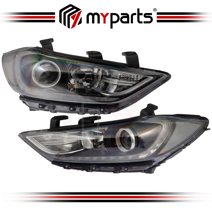 Myparts Fits Hyundai Elantra 2.0 2016-2018 | (DRL Spec) Headlamp Head Lamp Front Headlight Head Light | Set LH Left Hand Side + RH Right Hand Side