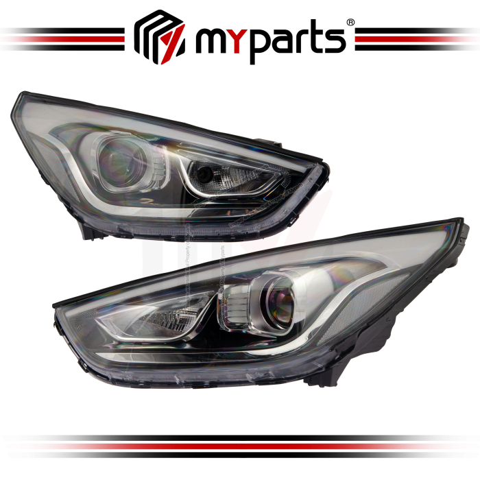 Myparts Fits Hyundai Tucson 2012-2015 Headlamp Head Lamp Front Headlight Head Light | Set LH Left Hand Side + RH Right Hand Side