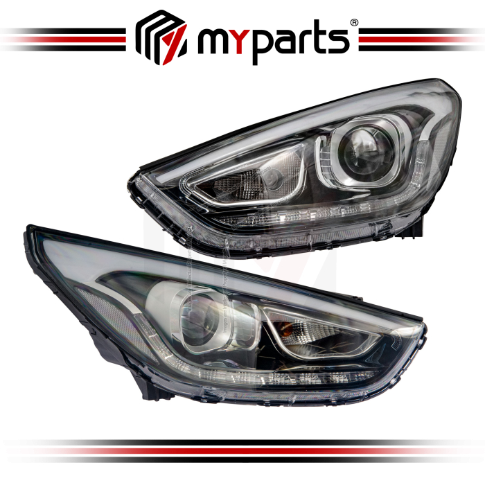 Myparts Fits Hyundai Tucson 2012-2015 Headlamp Head Lamp Front Headlight Head Light | Set LH Left Hand Side + RH Right Hand Side