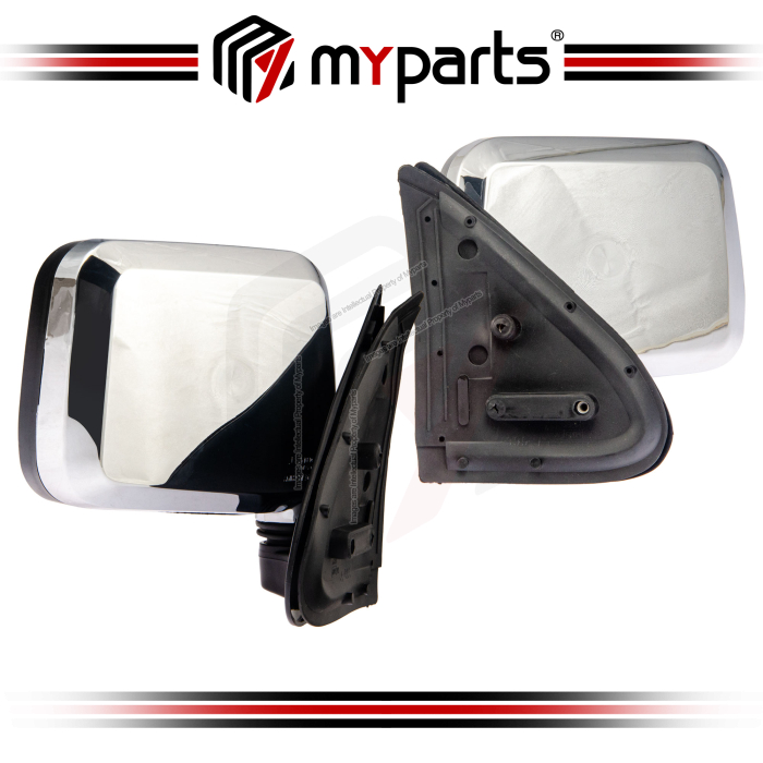 Myparts Isuzu Rodeo Invader TFR 1997-2002 (Manual, Chrome) Side Door Mirror Rear View | Pair LH Left Hand (Passenger) + RH Right Hand (Driver)