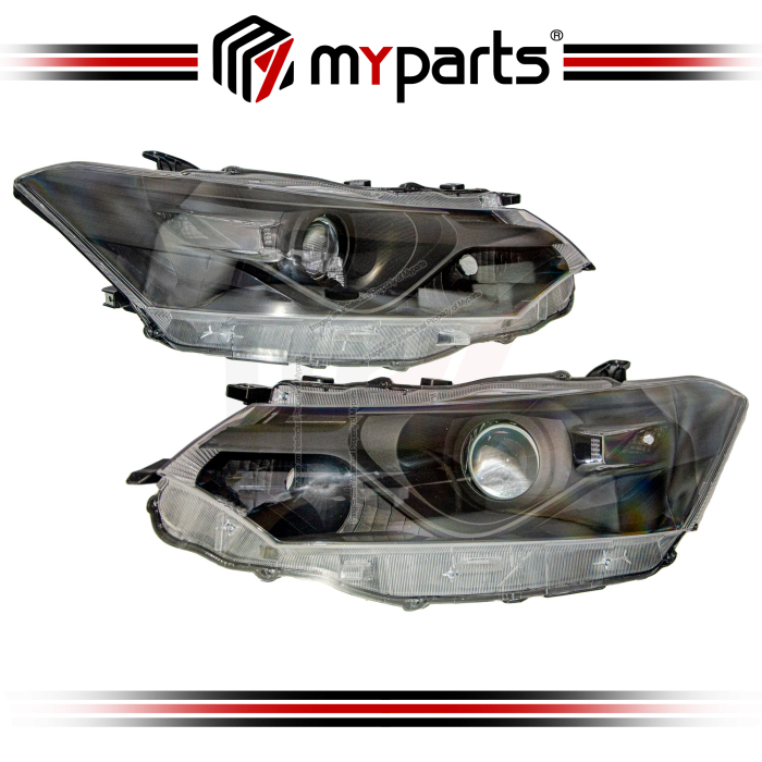Myparts Toyota Vios NCP150 2013-2018 G/S/GX/TRD (Smoke) Projector Head Lamp Headlamp Front Head Light Headlight | Set LH Left Hand + RH Right Hand