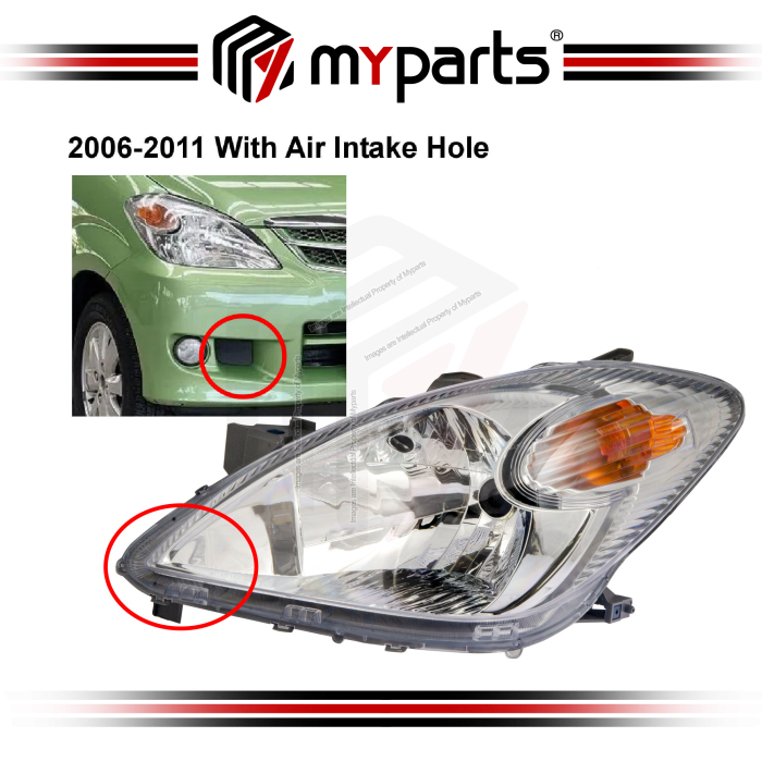Myparts Fits Toyota Avanza F600 Series 2006-2011 Head Lamp Head Light Front Headlamp Headlight | Set LH Left Hand + RH Right Hand