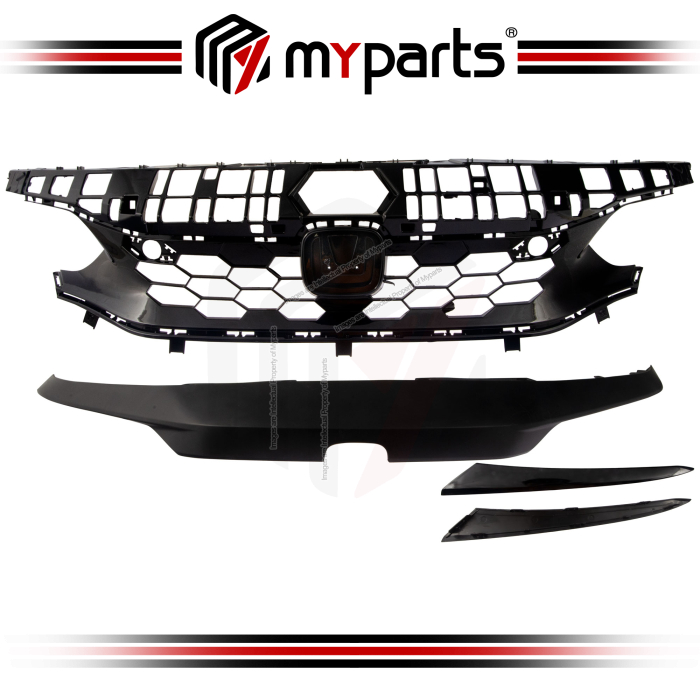 Myparts Honda Civic FE Pre-Facelift 2022-2024 (SI, Glossy Black) Front Radiator Main Grille Grill | 1 Unit