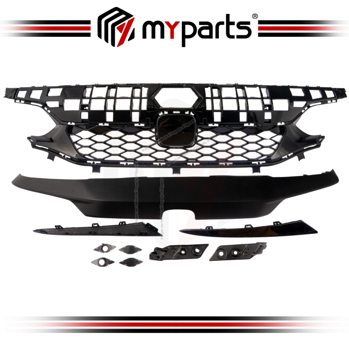 Myparts Honda Civic FE Pre-Facelift 2022-2024 (Tyrpe R, Glossy Black) Front Radiator Main Grille Grill | 1 Unit