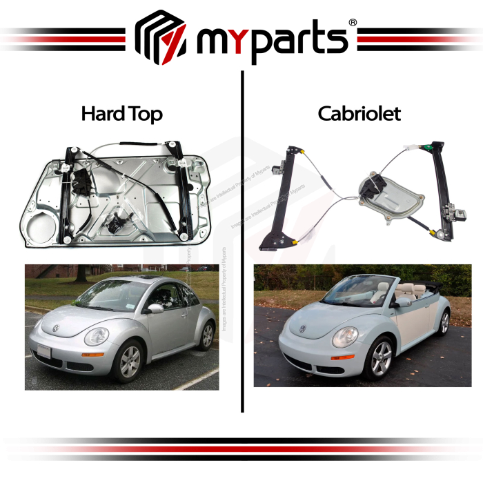 Myparts Fits Volkswagen VW Beetle 1999-2010 | Electric Power Door Window Regulator (No Motor With Panel) | Set Of LH LHS Left + RH RHS Right