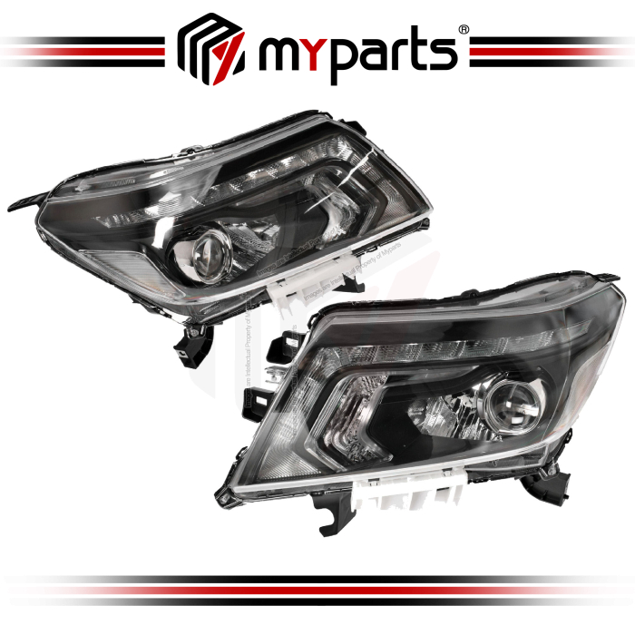 Head Light With LED (Manual Adjust, Black) (Set LH+RH)