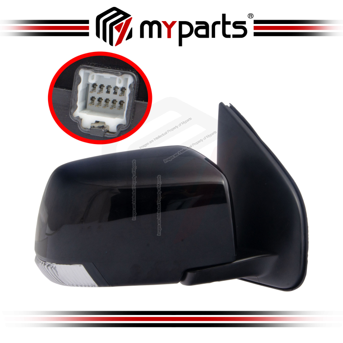 Side Door Mirror (Black, With Lamp, With Auto Flip)