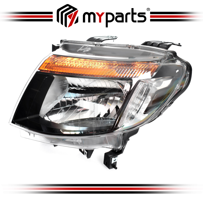 TYC Fits Ford Ranger PX 2011~2015  XL Wildtrak | Headlight Head Light Front Lamp (Black) | LH LHS Left Hand (Passenger Side)