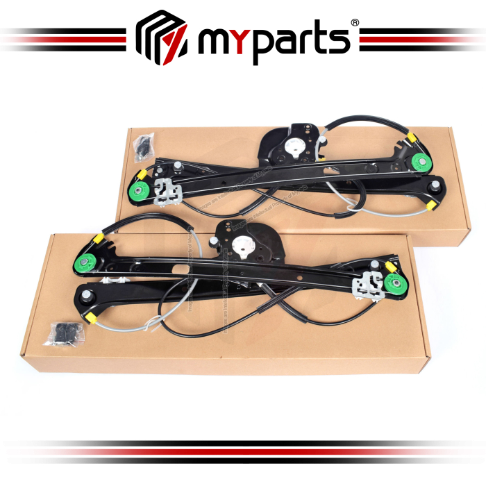 Myparts Fits BMW X5 E53 Wagon 2000~2007 | FRONT Electric Power Door Window Regulator (Without Motor) | Set Of LH LHS Left Hand + RH RHS Right Hand