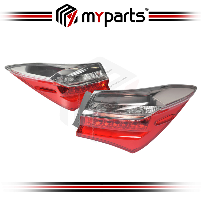 TYC Fits Toyota Corolla ZRE172 Series 2 2016~2019 4 Door Sedan | Taillight Tail Light Rear Lamp (LED Type) | Pair Left Hand + Right Hand