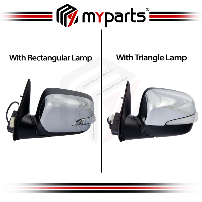 TYC Isuzu DMAX D-Max RC 2007-2012 Electric Side Door Mirror (Chrome With Signal) | Set LH Left Hand Side + RH Right Hand Side