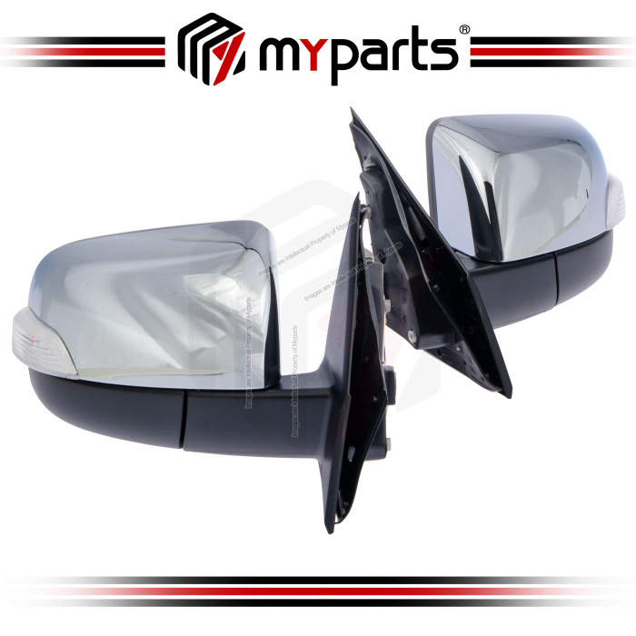 Side Door Mirror (Chrome, With Lamp With Auto Flip) (Set LH+RH)