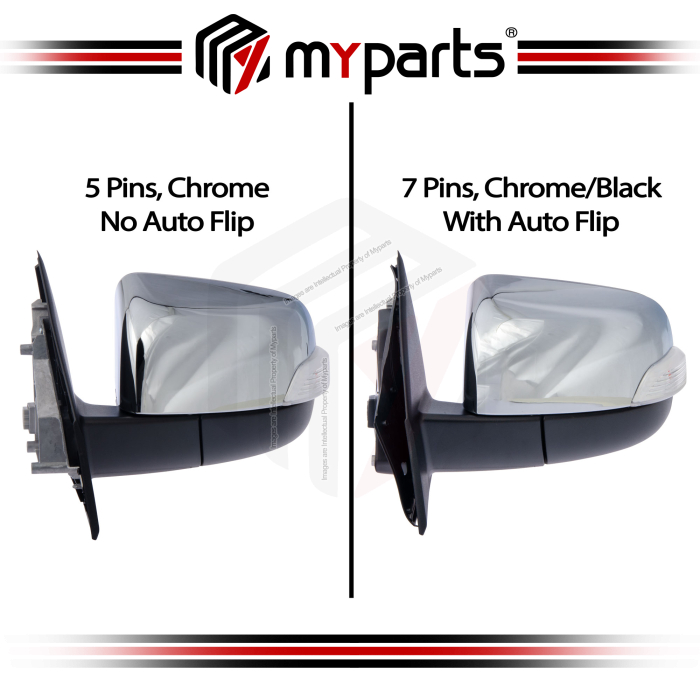 Side Door Mirror (Electric, Black OR Chrome Cover, With Lamp) (VAR)
