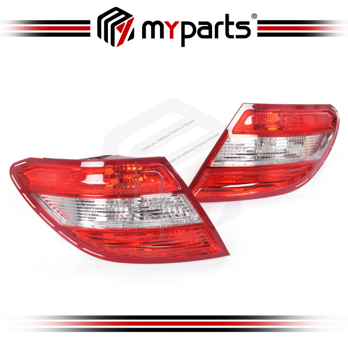 TYC Fits Mercedes Benz C Class W204 Sedan 2007~2011 Classic Elegance | Taillight Tail Light Rear Lamp Non LED Non Tinted | Pair LH Left + RH Right
