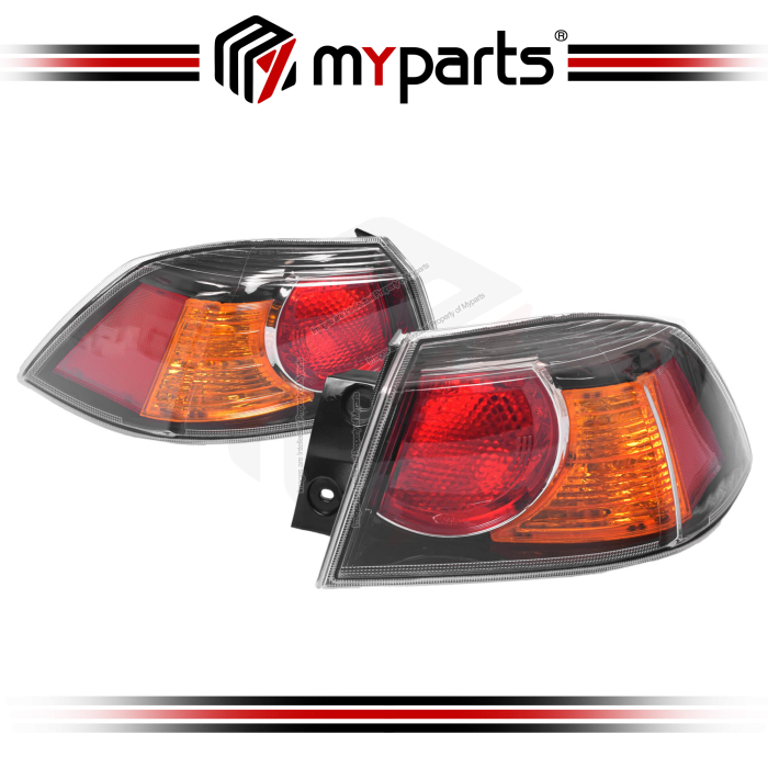 Myparts Fits Mitsubishi Lancer CJ CF Sedan 2007~2017 | Outer Taillight Tail Light Rear Lamp (Black) | Pair LH Left Hand + RH Right Hand