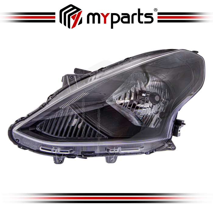 Myparts Fits Nissan Almera N17 Sedan 2014-2019 (Smoke, Electric Adjust) Head Lamp Headlight | LH Left Hand (Passenger Side)