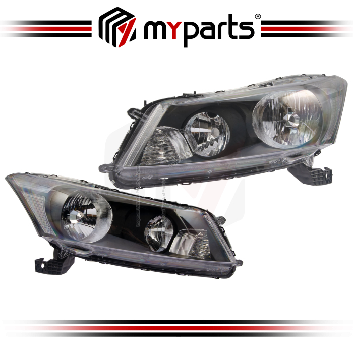 Myparts Fits Honda Accord TAO TA0 CP 2008-2013 (Black) (2.4 HID) Head Lamp Head Light Front Light Lamp | Set LH Left Hand Side + RH Right Hand Side