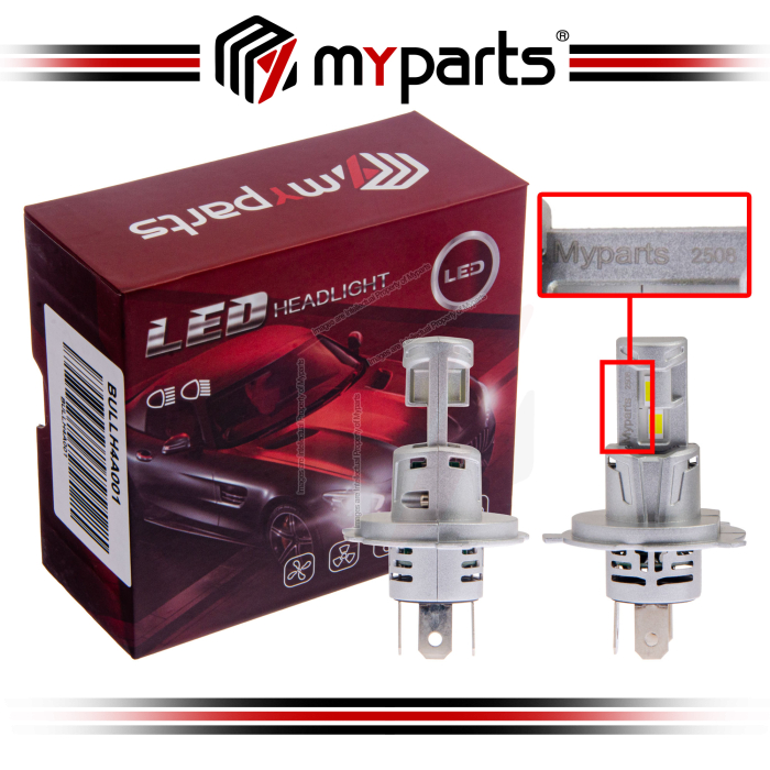 Myparts Pair of H4 LED Head Light Lamp Bulb | Car Headlight Bulbs Kit Low Beam Headlamp Bulb Conversion Lamps Bulb 6000k