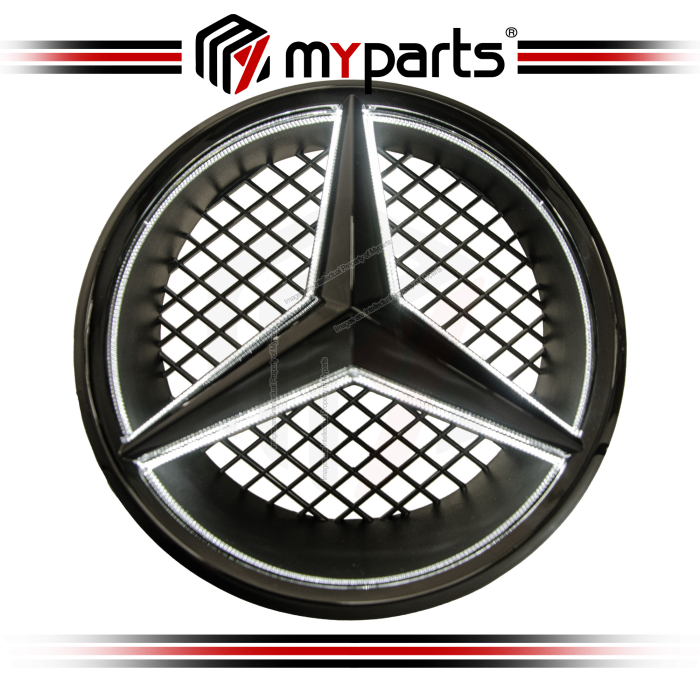 Myparts Mercedes Benz M Class W164 2005-2011 (Black With LED) Front Logo Emblem Grille Badge | 1 Unit