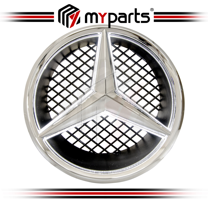 Myparts Mercedes Benz M Class W164 2005-2011 (Chrome With LED) Front Logo Emblem Grille Badge | 1 Unit