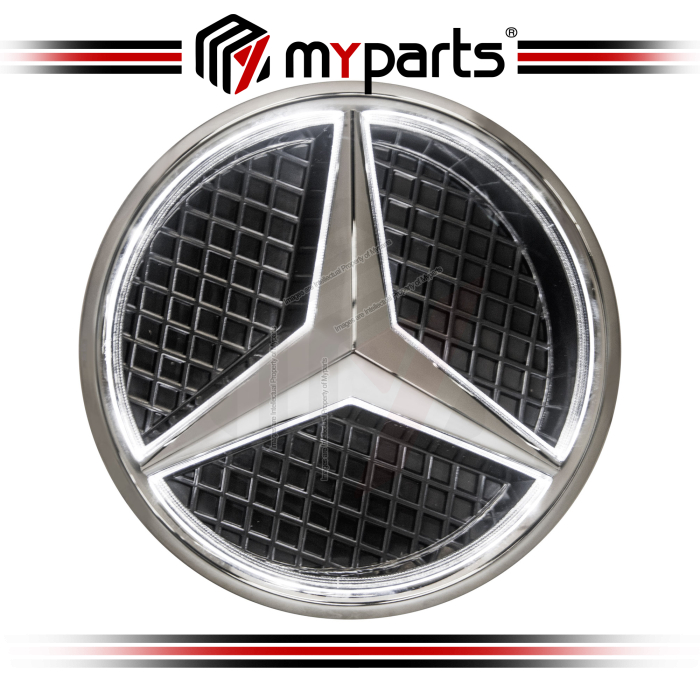 Myparts Mercedes Benz C Class W205 2014-2018 (Chrome With LED) Front Logo Emblem Grille Badge | 1 Unit