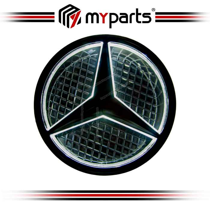 Myparts Mercedes Benz C Class W205 2014-2018 (Black With LED) Front Logo Emblem Grille Badge | 1 Unit