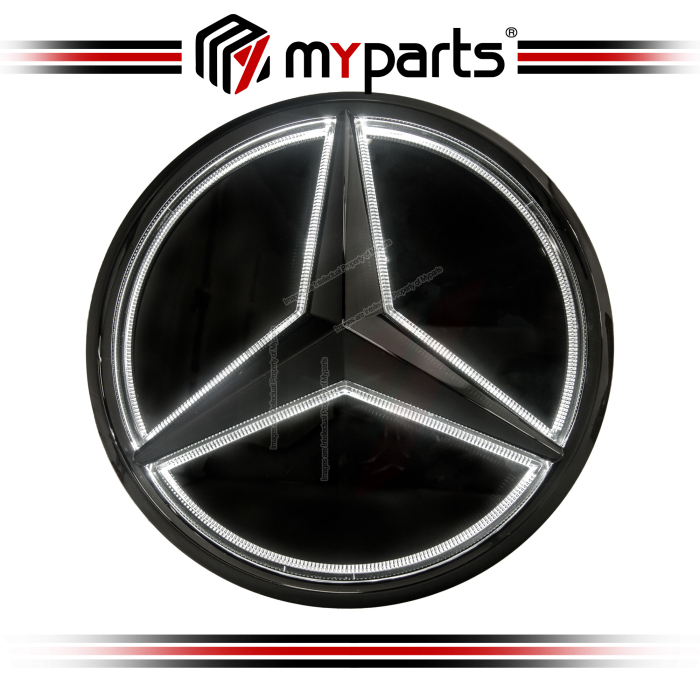 Myparts Mercedes Benz GLC-Class X253 2015-2019 Pre-Facelift (Black 3D With LED) Front Logo Emblem Grille Badge | 1 Unit