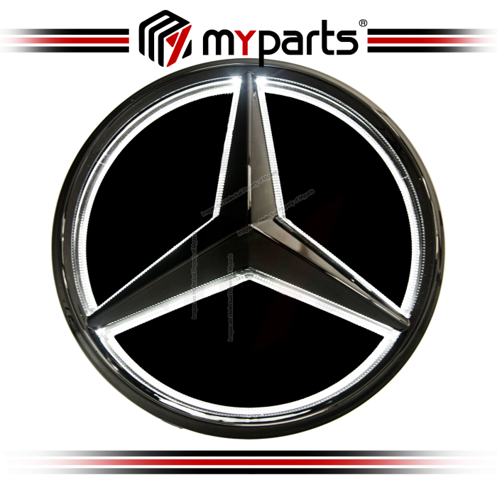 Myparts Mercedes-Benz GLC-Class X253 2019-2022 Facelift (Black 3D With LED) Front Logo Emblem Grille Badge | 1 Unit