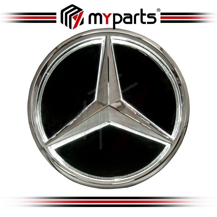 Myparts Mercedes Benz GLA Class H247 2020-On (Chrome 3D, With LED) Front Logo Emblem Grille Badge | 1 Unit