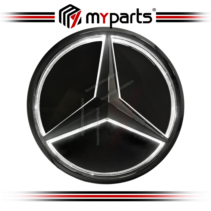 Myparts Mercedes Benz GLB Class X247 2019-2022 (Black 3D, With LED) Front Logo Emblem Grille Badge | 1 Unit