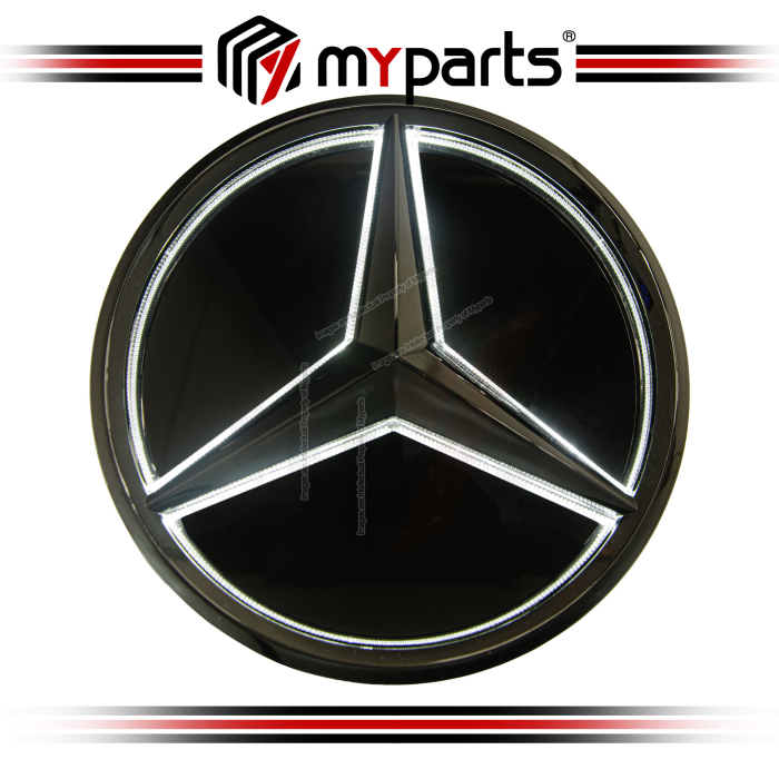 Myparts Mercedes Benz Vito V220 V250 W447 2014-2019 (Black 3D With LED) Front Logo Emblem Grille Badge | 1 Unit