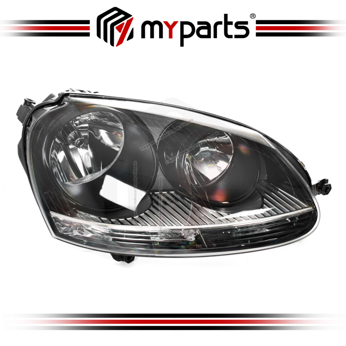 TYC Fits Volkswagen VW Golf MK5 GTi 2004~2008 / Jetta GTi 2006~2009 | Headlight Head Light Front Lamp (Black Halogen) | RH RHS Right Hand (Driver)