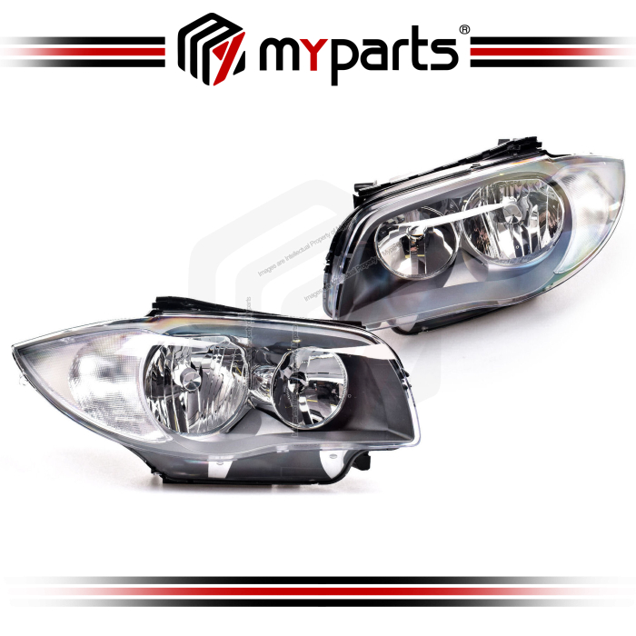 TYC Fits BMW 1 Series E87 5 Door Hatch 2007~2009 | Headlight Head Light Front Lamp Halogen Type | Pair of LH Left + RH Right