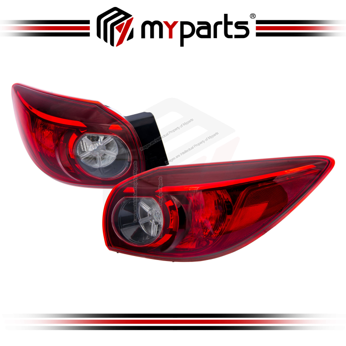 TYC Fits Mazda 3 Skyactiv BM BN 5 Door Hatch 2013~2019 | Outer Taillight Tail Light Rear Lamp (Non LED) | Pair LH Left Hand + RH Right Hand
