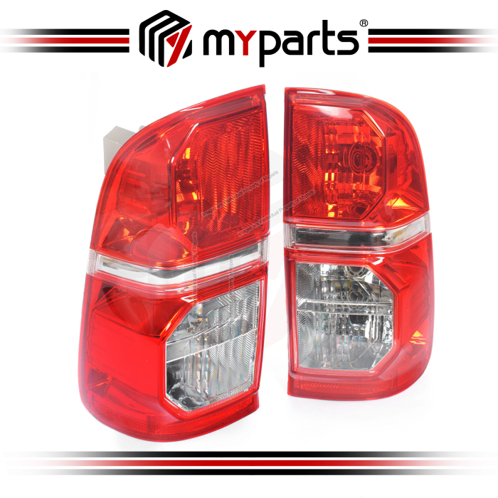 TYC Fits Toyota Hilux 2WD 4WD Ute 2011~2015 | Taillight Tail Light Rear Lamp E Mark Type | Pair LH LHS Left (Passenger) + RH RHS Right (Driver)