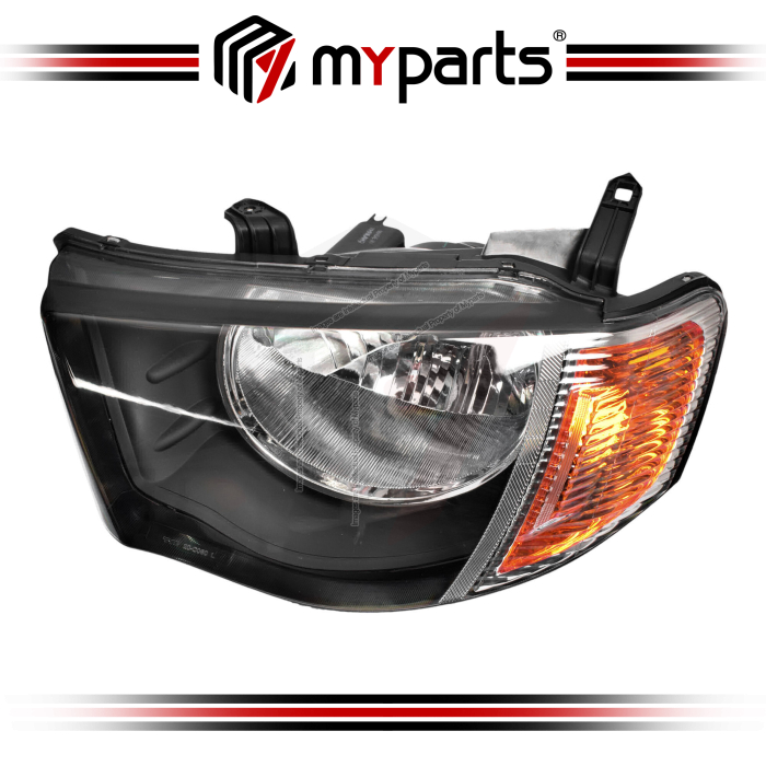 TYC Fits Mitsubishi Triton L200 ML KA KB Pickup Ute 2006~2009 | Headlight Head Light Front Lamp (Amber Lens) | LH LHS Left Hand (Passenger Side)