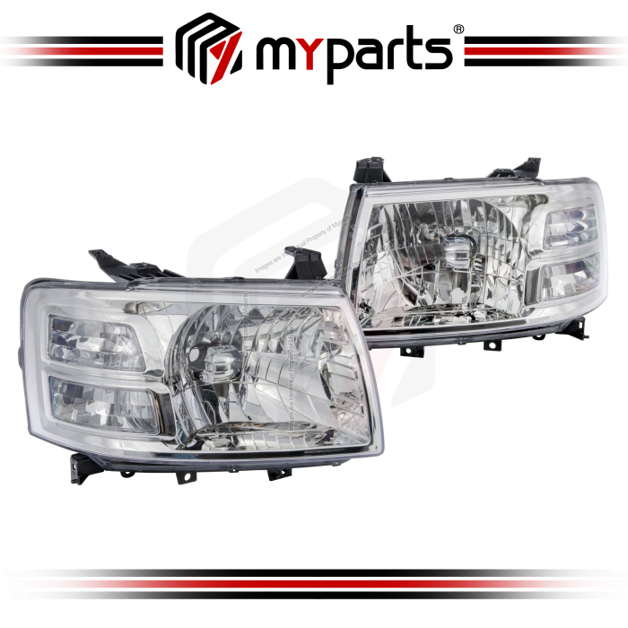 TYC Fits Ford Everest Facelift 2007~2009 | Headlight Head Light Front Lamp (Chrome) | Pair of LH Left Hand (Passenger) + RH Right Hand (Driver)