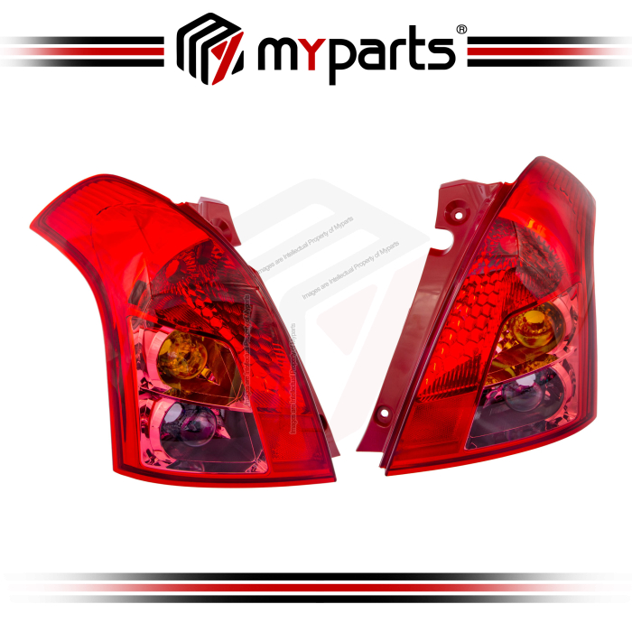 TYC Fits Suzuki Swift Hatch RS413 RS415 2007~2010 | Taillight Tail Light Rear Lamp | Pair LH Left Hand (Passenger) + RH Right Hand (Driver)