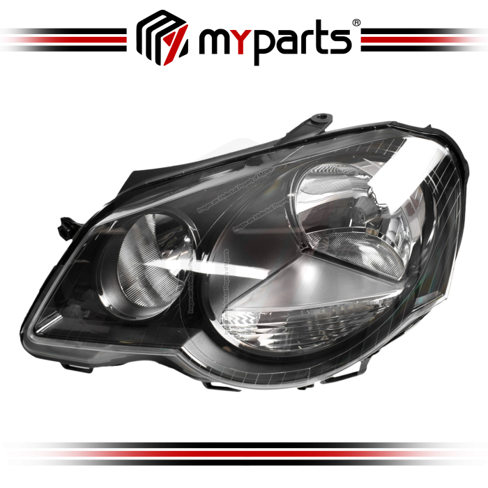 TYC Fits VolksWagen VW Polo GTi 2005~2010 | Headlight Head Light Front Lamp (Black With Adjuster Motor) | LH LHS Left Hand (Passenger Side)
