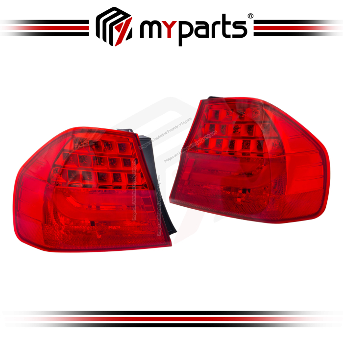 TYC Fits BMW 3 Series E90 Sedan Series 2 2008~2012 | Taillight Tail Light Rear Lamp (LED Type) | Pair LH Left (Passenger) + RH Right (Driver)