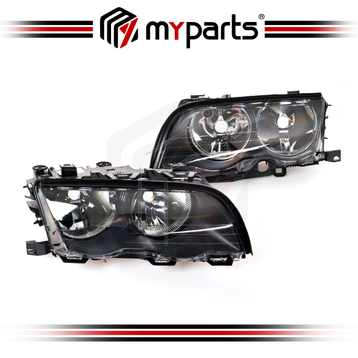 TYC Fits BMW 3 Series E46 Series 1 Sedan 1998~2001 | Headlight Head Light Front Lamp (Halogen Non HID Type) | Pair Of LH LHS Left + RH RHS Right