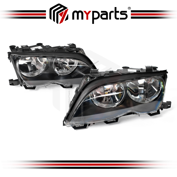 TYC Fits BMW 3 Series E46 Sedan Wagon 2001~2005 | Headlight Head Light Front Lamp (Halogen Type) | Pair of LH Left Hand + RH Right Hand