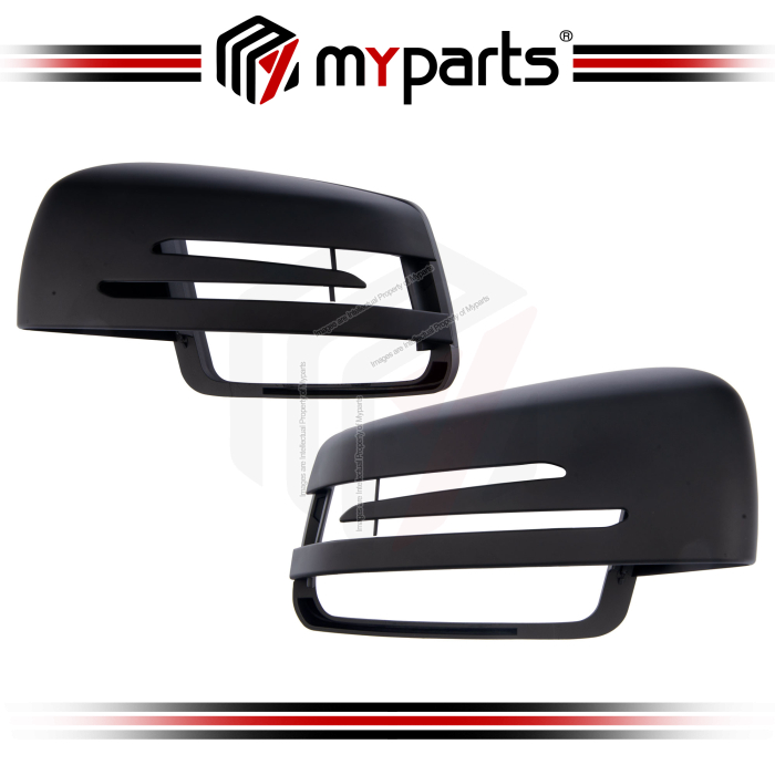 Myparts Mercedes Benz CLA-Class C117 W117 2013~2019 Side Door Mirror Cover Trim Case Only (Without Lamp) (Black) | Pair LH Left Hand + RH Right Hand