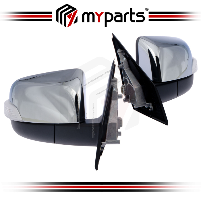 Myparts Mazda BT50 BT-50 Ute UN 2011~2021 Chrome Electric Power Side Door Mirror (5 Pins) | Pair LH Left Hand (Passenger) + RH Right Hand (Driver)