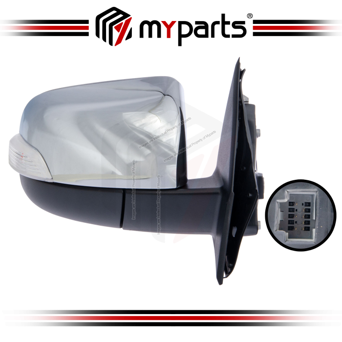 Myparts Mazda BT50 BT-50 UN 2011~2021 Chrome Electric Power Side Door Mirror (7 Pins Auto Flip) | RH Right Hand (Driver Side)