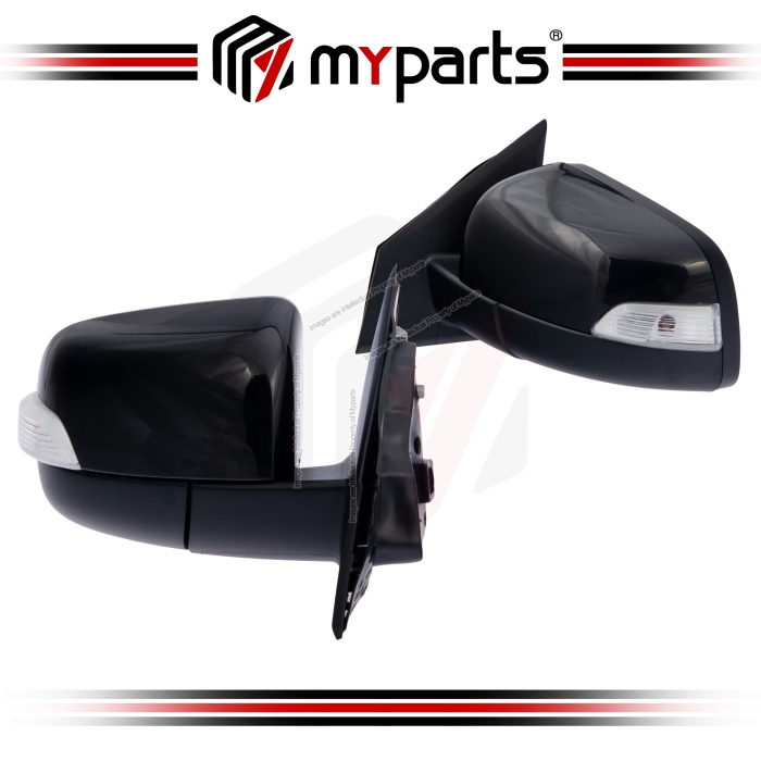 Myparts Mazda BT50 BT-50 UN 2011~2021 Black Electric Power Side Door Mirror (7 Pins) Auto Flip | Pair LH Left Hand (Passenger) + RH Right Hand