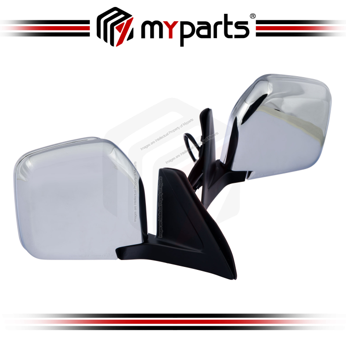 TYC Mitsubishi Storm Strada L200 MK K50 K60 K70 1996~2006 Power Side Door Mirror (Chrome) | Pair of LH Left Hand + RH Right Hand