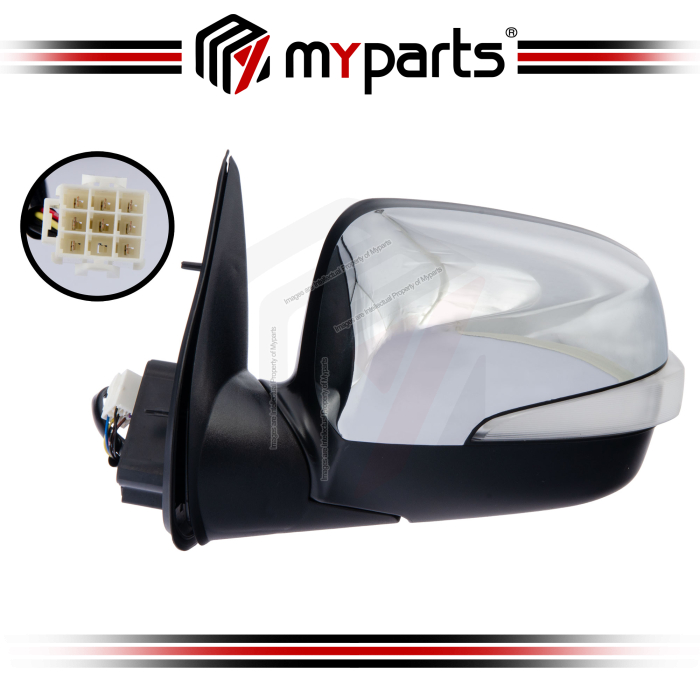 TYC Isuzu DMAX D-Max RC 2007~2012 Electric Side Door Mirror (Chrome With Triangle Signal) | LH Left Hand (Passenger Side)